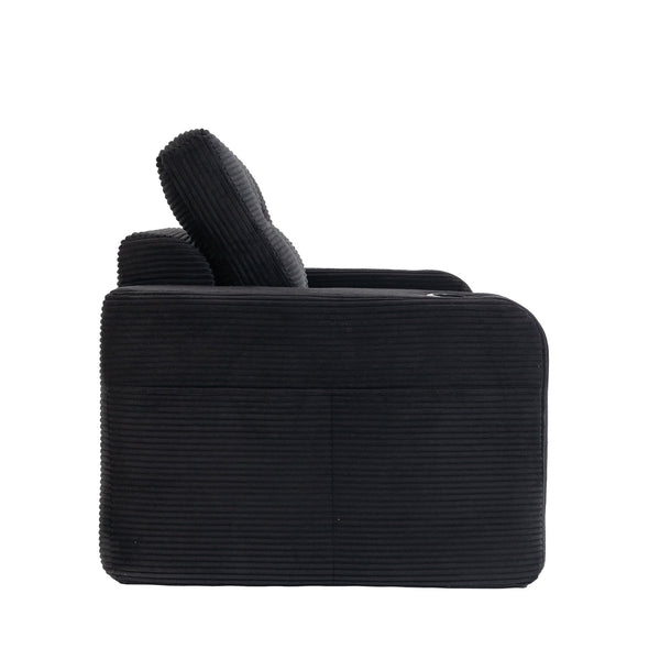 English Elm Convertible Floor Sofa Bed with Memory Foam and Ribbed Corduroy for Small Spaces Black W395P438026