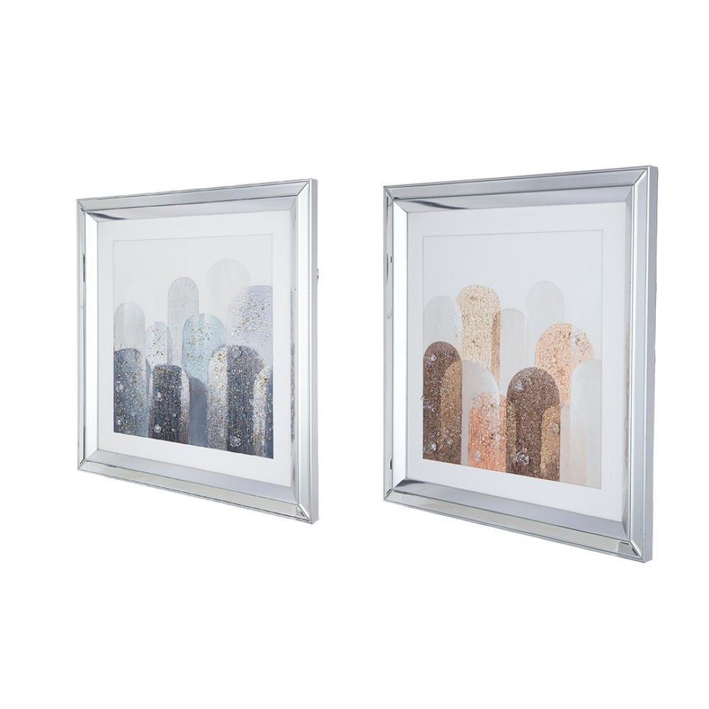 English Elm S/2 Kaiden Crystal Mirror Framed Wall Art - Striking Night & Day Design On Golden Background W2078P318309-GIGA