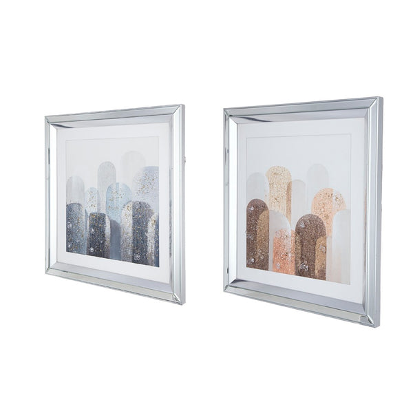 English Elm S/2 Kaiden Crystal Mirror Framed Wall Art - Striking Night & Day Design On Golden Background W2078P318309-GIGA