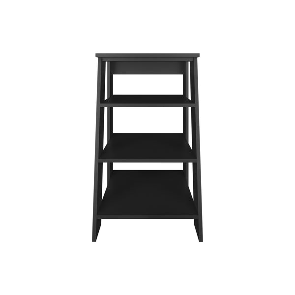 English Elm Linen Vertical Storage Cabinet 29.7"H with Four Open Shelves and Sturdy Legs for Compact Rooms Black 34.65 L x 18.5 W x 3.15 H B097P250830