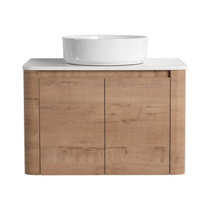 English Elm 30'' Wall-Mounted Bathroom Vanity With Ceramic Vessel Sink & Soft-Close Doors For Modern Spaces W999S00387