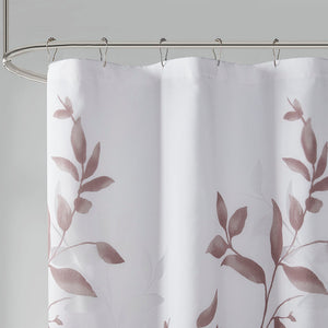 JLA Home Madison Park - Burnout Botanical Shower Curtain with Textured Burnout Detail, Water-Resistant, Machine Washable Elegance Mauve MP70-6630