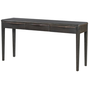 English Elm U_style Oak Veneer Console Table with Three Wave Drawers for Entryway or Foyer Black N711P401926B