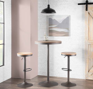 English Elm Adjustable Height Bamboo Pub Dining Table Industrial Rustic Metal Base Compact B202P223294