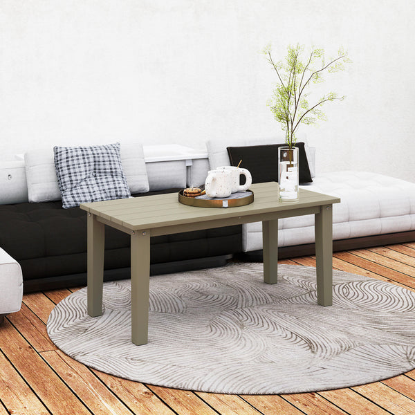 English Elm Outsunny Hdpe Slatted Rectangle Patio Coffee Table Weather Resistant Outdoor Brown W2225P485628