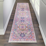 Nourison Passion PSN20 Machine Made Power-loomed Floral Border Indoor Only Bohemian  Rug Light Grey,Pink, Grey and Pink 100% Polypropylene 99446761927