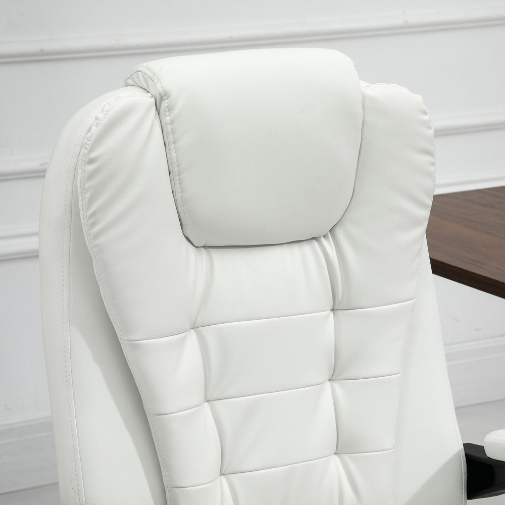 English Elm Vinsetto 7-Point Vibrating Massage Office Chair with Recline, Lumbar Support, Footrest, White W2225P173838