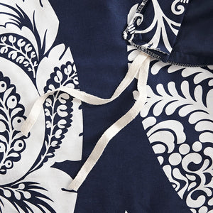 English Elm King/Cal King Vienna 6-Piece Printed Cotton Sateen Duvet Cover Set — Damask Design, OEKO-TEX, Pillows Included B03597318