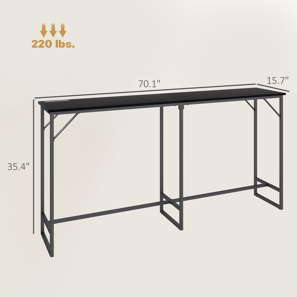 English Elm Convenient Industrial Bar Table with Power Strip Usb Ports Steel Frame Kitchen T3971P430510