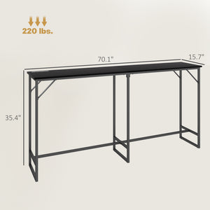 English Elm Convenient Industrial Bar Table with Power Strip Usb Ports Steel Frame Kitchen T3971P430510