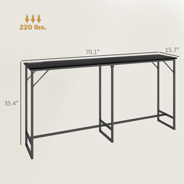 English Elm Convenient Industrial Bar Table with Power Strip Usb Ports Steel Frame Kitchen T3971P430510