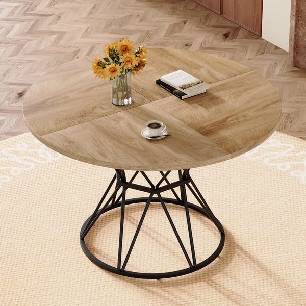 English Elm A Round Marble Patterned Mdf Dining Table with Matte Hourglass Base Seats Six Black,Wood W1151P434790