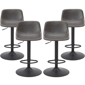English Elm Adjustable Swivel Barstools Set of 2 Pu Leather Industrial Mid-century Kitchen Island Seating Gray T3623P430795