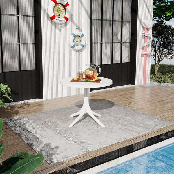 English Elm Summer Round Polypropylene Patio Dining Table Weatherproof Lightweight Indoor Outdoor Use W3450P323346