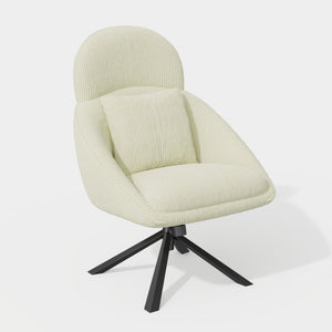 English Elm Modern Swivel Accent Chair with Adjustable Headrest, Oversized Corduroy Upholstered Rocking Recliner for Living Room Beige T3950P397486