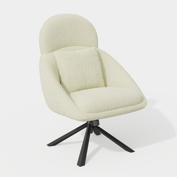 English Elm Modern Swivel Accent Chair with Adjustable Headrest, Oversized Corduroy Upholstered Rocking Recliner for Living Room Beige T3950P397486