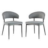 Modern Curved Back Upholstered Dining Chair - Set of 2 Charcoal ALSD1ECL Walker Edison