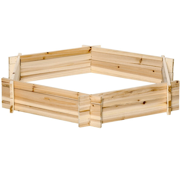 English Elm Outsunny Hexagon Wooden Raised Garden Bed – Tool-Free Assembly, Natural Fir Planter For Herbs & Veggies W2225P174419-GIGA