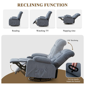 English Elm Kneading Massage Rocker Recliner with 4‑Point 3D Kneading, Heat, USB Port, Cup Holders & Swivel Comfort Blue W1521P390947