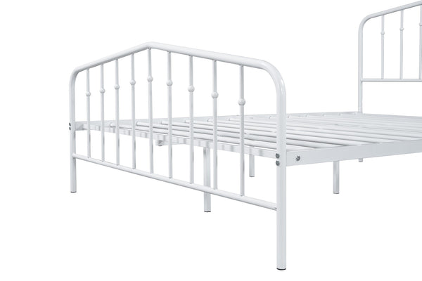 English Elm Contemporary Full-Size Metal Bed Frame with Minimalist Design, Lightweight, Foundation-Free Ease White 27 L x 58 W x 5 H B2741P364406