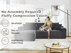 English Elm Modular Cloud Sectional with Oversized Chaise Memory Foam Fill for Living Rooms W3224S00008