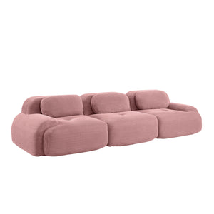 English Elm 3-seat Modular Corduroy Sofa with Curved Armrests and Resilient Cushions for Living Rooms W714S01406