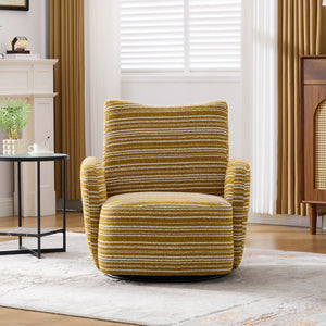 English Elm Modern Boucle 360° Swivel Leisure Chair with High‑Resilience Sponge, Supportive Curve, 550lb Capacity Mustard yellow W395P355482