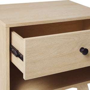 English Elm Walker Edison - Mid-Century minimalist 1-drawer nightstand with open cubby, warp-resistant MDF, sleek metal glides and hardware ideal for bedrooms Light Brown 23.25 L x 14.75 W x 6.68 H B185P168890