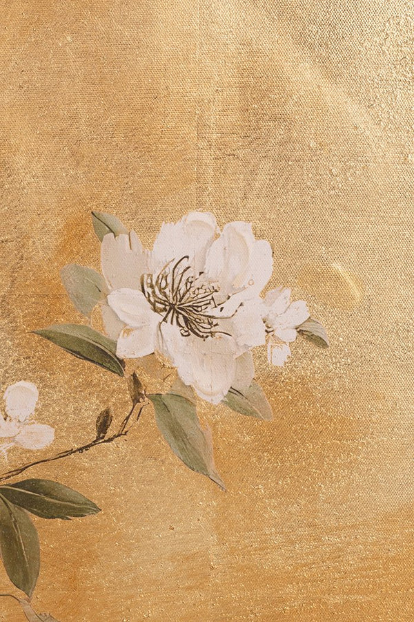 English Elm 38.6x38.6x1.4" Hand-painted Blossom Canvas Art with Textured Gold Acrylic Background W2078P481777