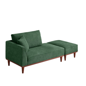 English Elm Indoor Boucle Chaise Lounge with Detachable Ottoman Convertible Daybed Bedroom Reading Nook Green W5515P438682