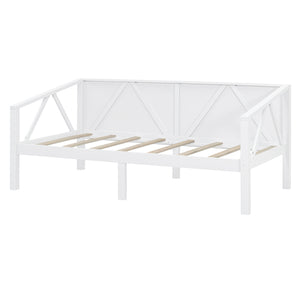 English Elm Twin Daybed Frame Solid Pine Sofa Bed for Guest Room Studio or Teen Bedroom White N708P266719K