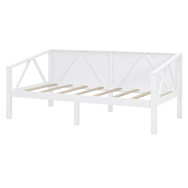 English Elm Twin Daybed Frame Solid Pine Sofa Bed for Guest Room Studio or Teen Bedroom White N708P266719K