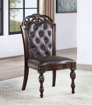 English Elm Traditional Elegant 2pc Arm Chair Set with Upholstered Seats, Ornate Corbels, Solid Rubberwood Finish Brown,Cherry,Espresso 26 L x 46 W x 14 H B2741P408855