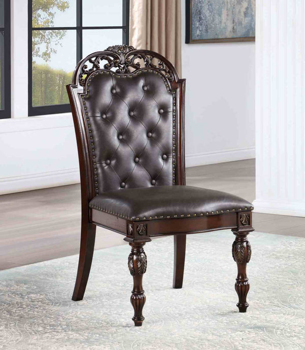 English Elm Traditional Elegant 2pc Arm Chair Set with Upholstered Seats, Ornate Corbels, Solid Rubberwood Finish Brown,Cherry,Espresso 26 L x 46 W x 14 H B2741P408855