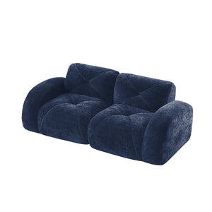 English Elm 2-seater Tufted Velvet Cloud Sofa Frameless High Density Foam Retro Luxe Living Room Blue W714P387036