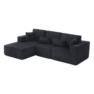 English Elm 109'' Modular L-shape Sectional Corduroy Couch Deep Seat No Assembly Living Room W1117S00310