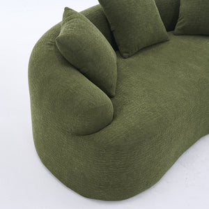 English Elm LY-025S Curved Loveseat Sofa Compact 65" chenille upholstery, 30D foam with spring core, 300lb capacity, 3 pillows, apartment-friendly Antique Green,Green W2231P292604