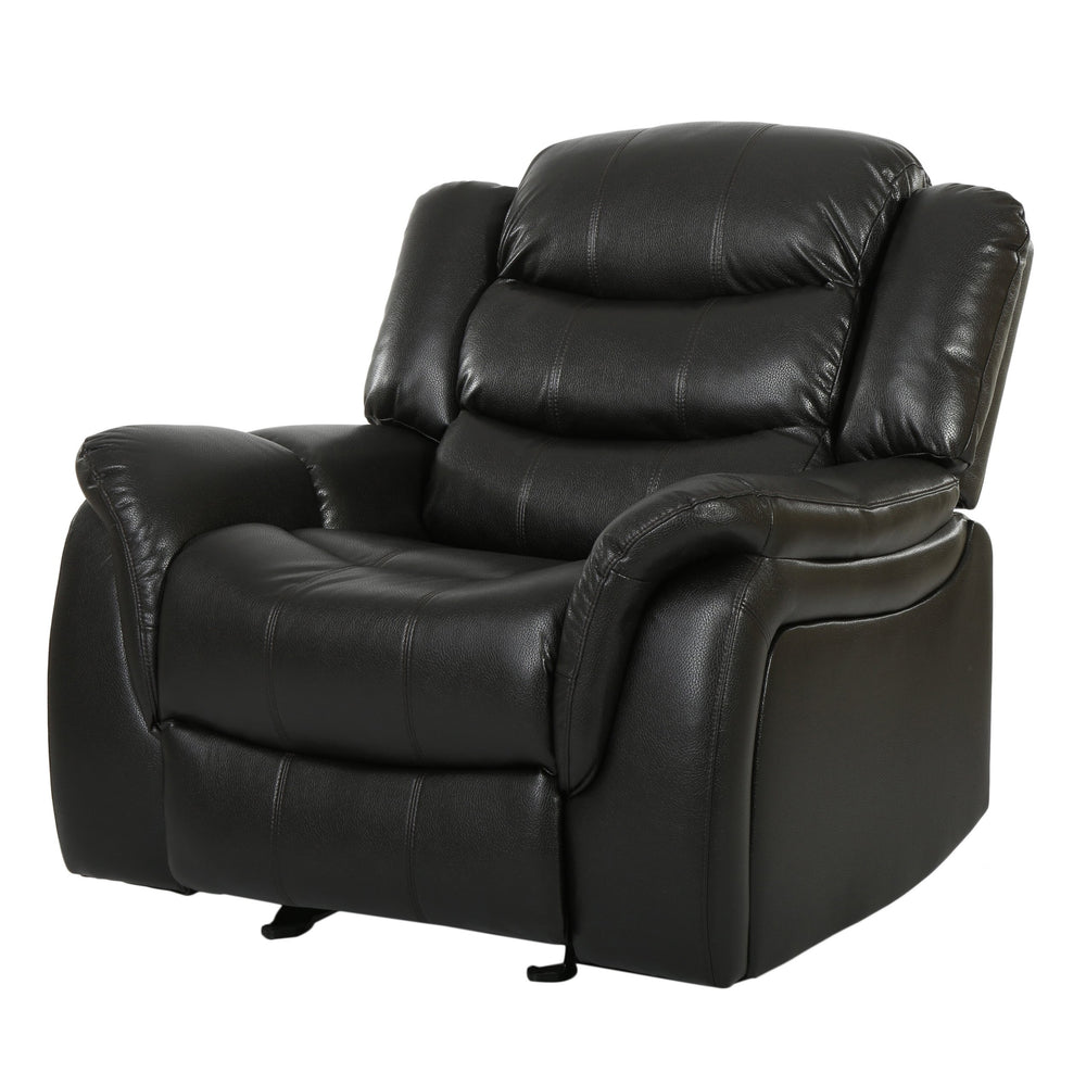 English Elm Christopher Knight Home® - Classic Design Recliner Black Berry PU Upholstery Glider Recliner Spacious Soft Seat Durable Frame Comfort N763P215170B