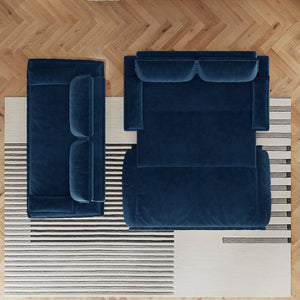 English Elm 73.2" Queen Sleeper Sofa Convertible Corduroy Loveseat for Guest Room or Living Space Blue W1885S00332