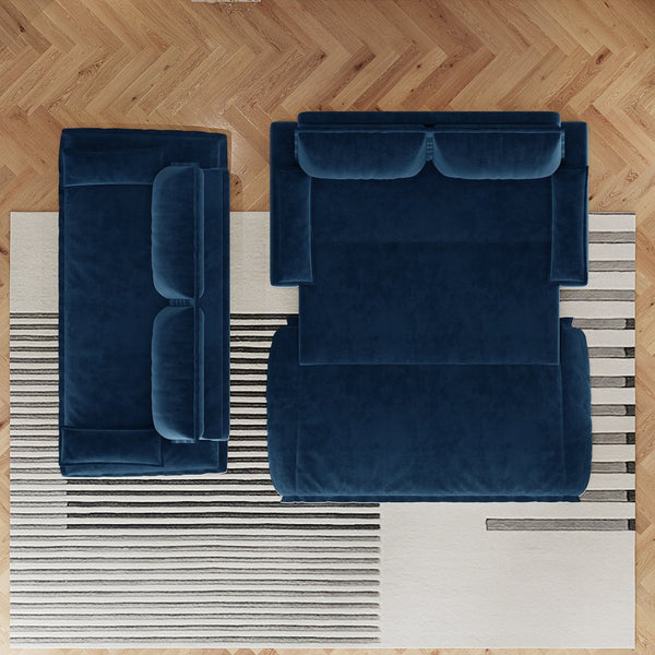 English Elm 73.2" Queen Sleeper Sofa Convertible Corduroy Loveseat for Guest Room or Living Space Blue W1885S00332