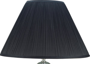 English Elm 1pc Elegant Crafted Table Lamp with Glossy Base and Metallic Accents, Pleated Shade, Modern Glow Black 23.62 L x 17.91 W x 17.64 H B2741S00037