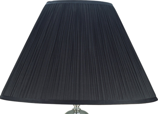 English Elm 1pc Elegant Crafted Table Lamp with Glossy Base and Metallic Accents, Pleated Shade, Modern Glow Black 23.62 L x 17.91 W x 17.64 H B2741S00037