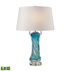 Vergato Free Blown Glass Table Lamp in Blue with White Shade - LED D2664W-LED Elk Home