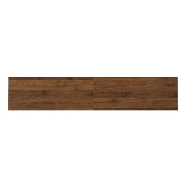 English Elm 78 Inch Walnut Media Console with Slatted Doors Solid Wood Legs and Cable Management N710P374706P