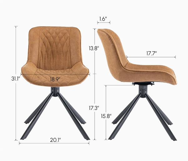 English Elm Mid-Century Modern Tufted Swivel Dining Chair Set Of 2 - Stylish Upholstered Accent Chairs For Any Space T3903P405990