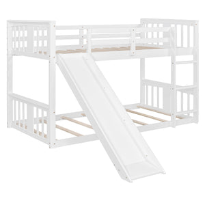 English Elm Twin Over Kids Bunk Bed with Slide Ladder Pine Frame White Finish LT000108AAK-1