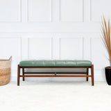 English Elm Ashcroft Furniture - Hera Bench With Buttons (Green Leather)