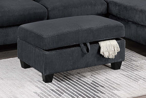 English Elm Contemporary Corduroy Sectional Set with Storage Ottoman and Built-in Usb Port B011S02229