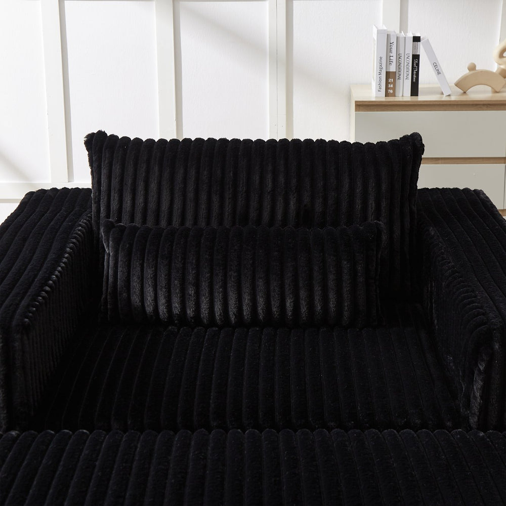 English Elm 75-Inch Corduroy Sponge Lounge Chair With Removable Footrest - Effortlessly Cozy For Any Space W834P206096