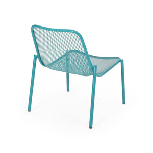 English Elm Kincaid Outdoor Iron Mesh Conversation Set Rust Resistant Patio Chairs with Side Table Teal N775P392159T